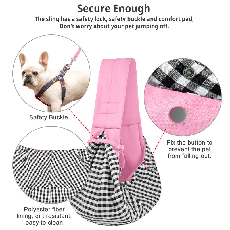 CUBY Dog and Cat Sling Carrier - Hands Free Reversible Pet Papoose Bag - Soft Pouch and Tote Design - Suitable for Puppy, Small Dogs Cats Outdoor (Pink, Unadjustable Strap) - Image 4
